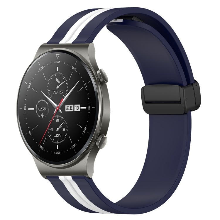 Bracelet de montre en silicone à fermoir magnétique pliant de 22 mm, For Huawei Watch GT3 Pro 46mm, For Huawei Watch GT3 46mm, For Huawei Watch GT Runner, For Huawei Watch 3, For Huawei Watch 3 Pro, For Huawei GT2 Pro