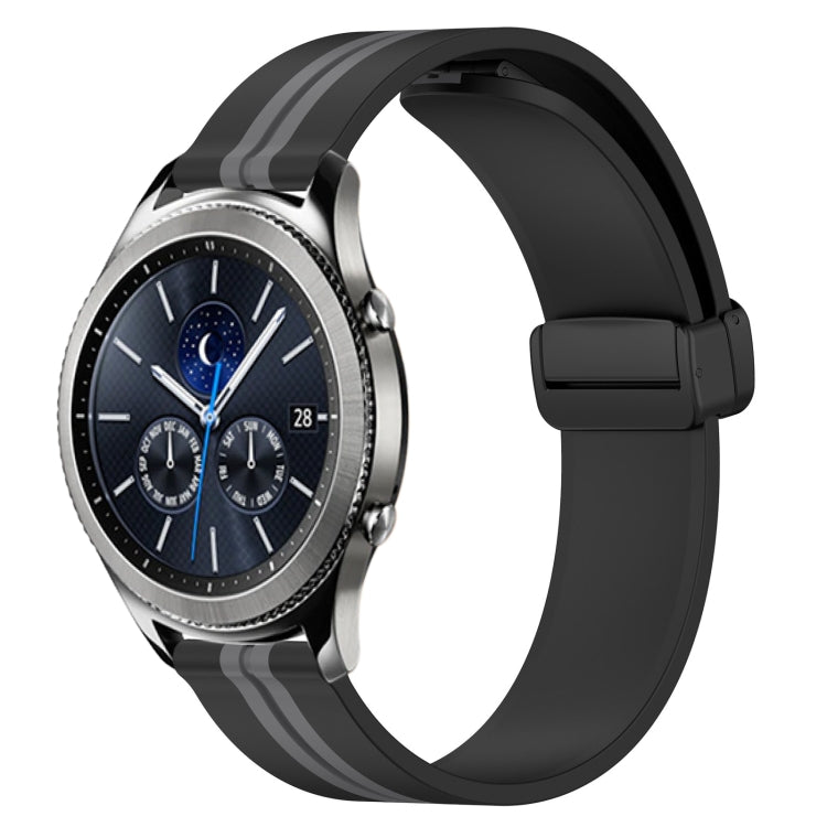 Bracelet de montre en silicone à fermoir magnétique pliant de 22 mm, For Samsung Galaxy Watch3 45mm, For Samsung Galaxy Watch 46mm, For Samsung Gear S3 Classic, For Samsung Gear S3 Frontier
