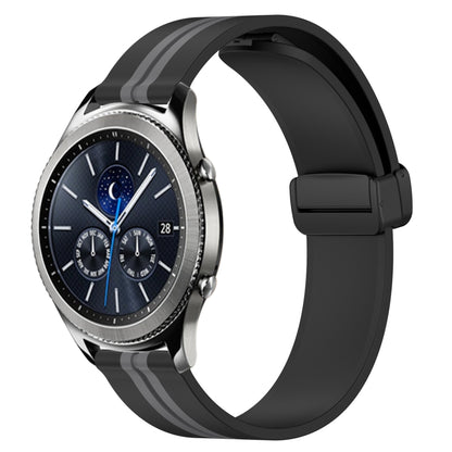 Bracelet de montre en silicone à fermoir magnétique pliant de 22 mm, For Samsung Galaxy Watch3 45mm, For Samsung Galaxy Watch 46mm, For Samsung Gear S3 Classic, For Samsung Gear S3 Frontier