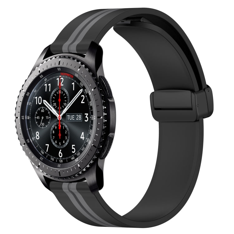 Bracelet de montre en silicone à fermoir magnétique pliant de 22 mm, For Samsung Galaxy Watch3 45mm, For Samsung Galaxy Watch 46mm, For Samsung Gear S3 Classic, For Samsung Gear S3 Frontier