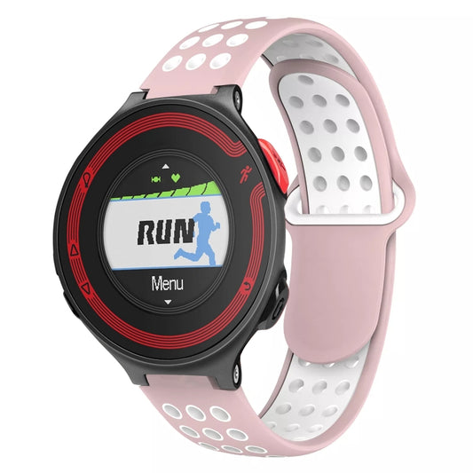 Bracelet de montre en silicone respirant perforé bicolore, For Garmin Forerunner 220, For Garmin Forerunner 230, For Garmin Forerunner 235, For Garmin Forerunner 630, For Garmin Forerunner 620, For Garmin Forerunner 735 / 735XT