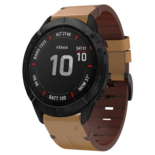Bracelet de montre en cuir à boucle en acier de 26 mm, For Garmin Fenix 6X, For Garmin Fenix 3, For Garmin Fenix 7X, For Garmin Fenix 7X Solar, For Garmin Tactix Delta, For Garmin Enduro 2, For Garmin Enduro, For Garmin Tactix 7, For Garmin Tactix 7 Pr...
