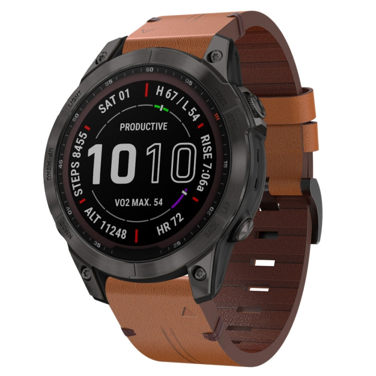 Bracelet de montre en cuir à boucle en acier de 22 mm, For Garmin Fenix 7 Sapphire Solar, For Garmin Fenix 7, For Garmin Fenix 7 Solar, For Garmin EPIX Gen 2, For Garmin Instinct 2, For Garmin Instinct, For Garmin Descent G1, For Garmin Approach S62   ...