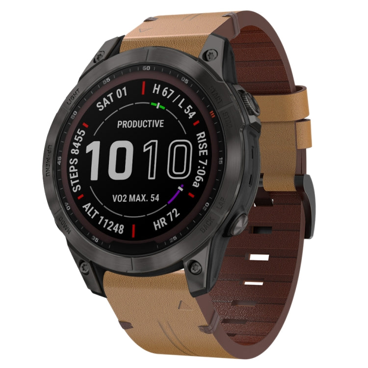 Bracelet de montre en cuir à boucle en acier de 22 mm, For Garmin Fenix 7 Sapphire Solar, For Garmin Fenix 7, For Garmin Fenix 7 Solar, For Garmin EPIX Gen 2, For Garmin Instinct 2, For Garmin Instinct, For Garmin Descent G1, For Garmin Approach S62   ...