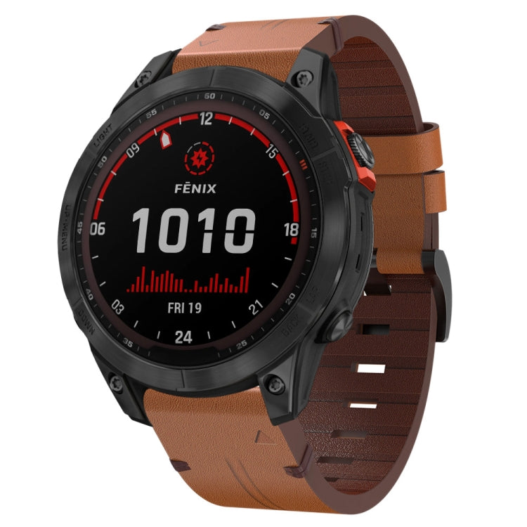 Bracelet de montre en cuir à boucle en acier de 22 mm, For Garmin Fenix 7 Sapphire Solar, For Garmin Fenix 7, For Garmin Fenix 7 Solar, For Garmin EPIX Gen 2, For Garmin Instinct 2, For Garmin Instinct, For Garmin Descent G1, For Garmin Approach S62   ...