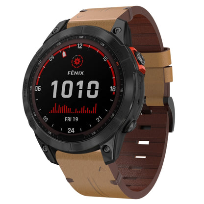 Bracelet de montre en cuir à boucle en acier de 22 mm, For Garmin Fenix 7 Sapphire Solar, For Garmin Fenix 7, For Garmin Fenix 7 Solar, For Garmin EPIX Gen 2, For Garmin Instinct 2, For Garmin Instinct, For Garmin Descent G1, For Garmin Approach S62   ...