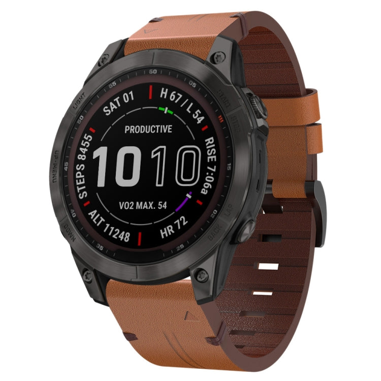 Bracelet de montre en cuir à boucle en acier de 22 mm, For Garmin Fenix 7 Sapphire Solar, For Garmin Fenix 7, For Garmin Fenix 7 Solar, For Garmin EPIX Gen 2, For Garmin Instinct 2, For Garmin Instinct, For Garmin Descent G1, For Garmin Approach S62   ...