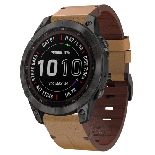 Bracelet de montre en cuir à boucle en acier de 22 mm, For Garmin Fenix 7 Sapphire Solar, For Garmin Fenix 7, For Garmin Fenix 7 Solar, For Garmin EPIX Gen 2, For Garmin Instinct 2, For Garmin Instinct, For Garmin Descent G1, For Garmin Approach S62   ...