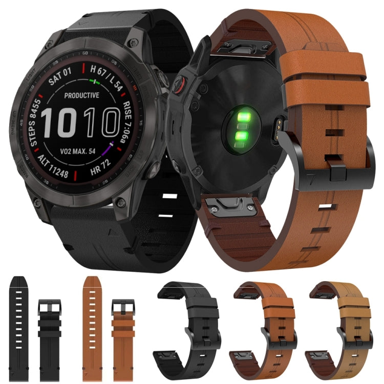 Bracelet de montre en cuir à boucle en acier de 22 mm, For Garmin Fenix 7 Sapphire Solar, For Garmin Fenix 7, For Garmin Fenix 7 Solar, For Garmin EPIX Gen 2, For Garmin Instinct 2, For Garmin Instinct, For Garmin Descent G1, For Garmin Approach S62   ...
