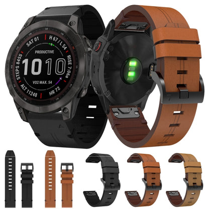 Bracelet de montre en cuir à boucle en acier de 22 mm, For Garmin Fenix 7 Sapphire Solar, For Garmin Fenix 7, For Garmin Fenix 7 Solar, For Garmin EPIX Gen 2, For Garmin Instinct 2, For Garmin Instinct, For Garmin Descent G1, For Garmin Approach S62   ...