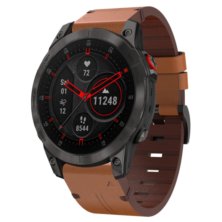 Bracelet de montre en cuir à boucle en acier de 22 mm, For Garmin Fenix 7 Sapphire Solar, For Garmin Fenix 7, For Garmin Fenix 7 Solar, For Garmin EPIX Gen 2, For Garmin Instinct 2, For Garmin Instinct, For Garmin Descent G1, For Garmin Approach S62   ...