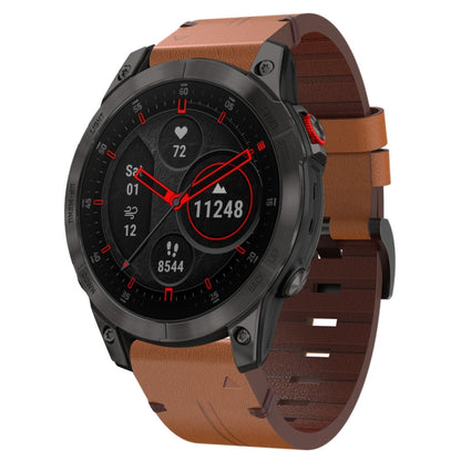 Bracelet de montre en cuir à boucle en acier de 22 mm, For Garmin Fenix 7 Sapphire Solar, For Garmin Fenix 7, For Garmin Fenix 7 Solar, For Garmin EPIX Gen 2, For Garmin Instinct 2, For Garmin Instinct, For Garmin Descent G1, For Garmin Approach S62   ...