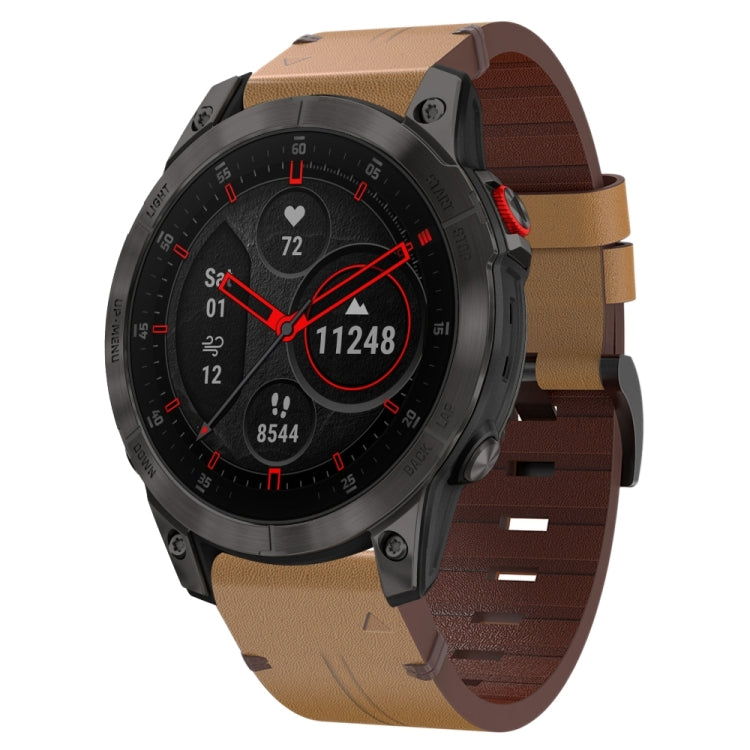 Bracelet de montre en cuir à boucle en acier de 22 mm, For Garmin Fenix 7 Sapphire Solar, For Garmin Fenix 7, For Garmin Fenix 7 Solar, For Garmin EPIX Gen 2, For Garmin Instinct 2, For Garmin Instinct, For Garmin Descent G1, For Garmin Approach S62   ...