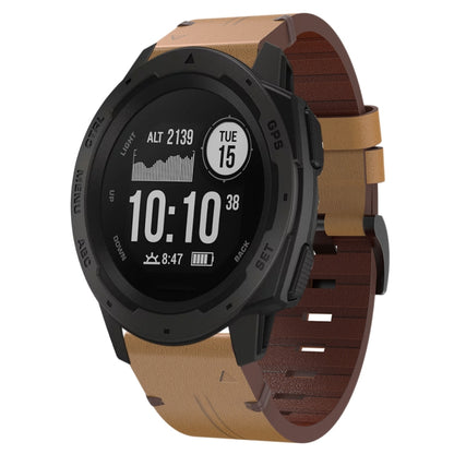 Bracelet de montre en cuir à boucle en acier de 22 mm, For Garmin Fenix 7 Sapphire Solar, For Garmin Fenix 7, For Garmin Fenix 7 Solar, For Garmin EPIX Gen 2, For Garmin Instinct 2, For Garmin Instinct, For Garmin Descent G1, For Garmin Approach S62   ...