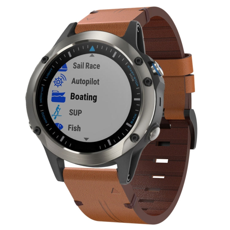 Bracelet de montre en cuir à boucle en acier de 22 mm, For Garmin Fenix 7 Sapphire Solar, For Garmin Fenix 7, For Garmin Fenix 7 Solar, For Garmin EPIX Gen 2, For Garmin Instinct 2, For Garmin Instinct, For Garmin Descent G1, For Garmin Approach S62   ...