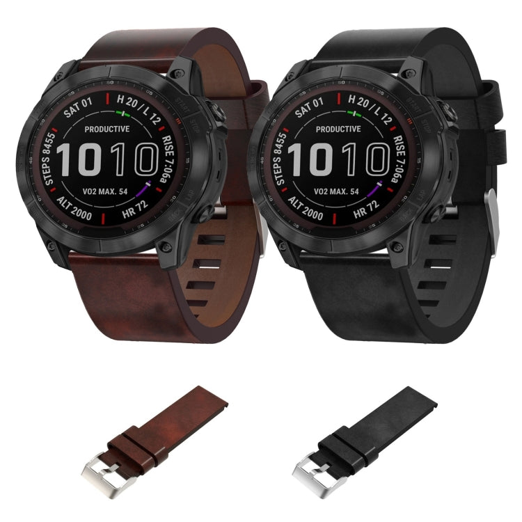 Bracelet de montre en cuir à boucle en acier de 26 mm, For Garmin Fenix 7X, For Garmin Fenix 7X Solar, For Garmin Tactix 7, For Garmin Tactix 7Pro, For Garmin Tactix Delta, For Garmin Enduro 2, For Garmin Fenix 6X, For Garmin Fenix 6X Pro              ...