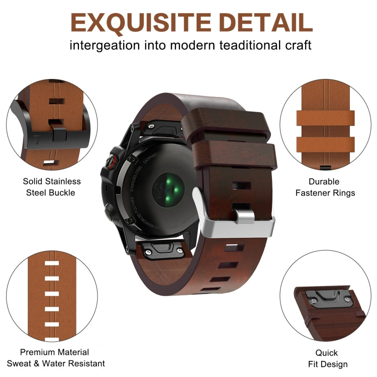 Bracelet de montre en cuir à boucle en acier de 26 mm, For Garmin Fenix 7X, For Garmin Fenix 7X Solar, For Garmin Tactix 7, For Garmin Tactix 7Pro, For Garmin Tactix Delta, For Garmin Enduro 2, For Garmin Fenix 6X, For Garmin Fenix 6X Pro              ...