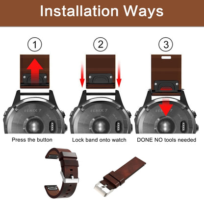 Bracelet de montre en cuir à boucle en acier de 26 mm, For Garmin Fenix 7X, For Garmin Fenix 7X Solar, For Garmin Tactix 7, For Garmin Tactix 7Pro, For Garmin Tactix Delta, For Garmin Enduro 2, For Garmin Fenix 6X, For Garmin Fenix 6X Pro              ...