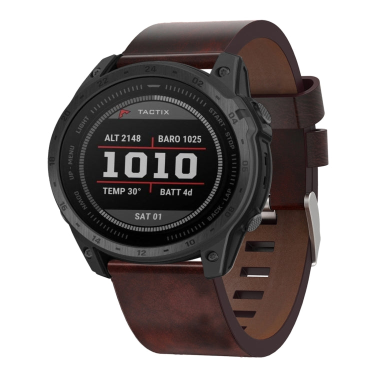 Bracelet de montre en cuir à boucle en acier de 26 mm, For Garmin Fenix 7X, For Garmin Fenix 7X Solar, For Garmin Tactix 7, For Garmin Tactix 7Pro, For Garmin Tactix Delta, For Garmin Enduro 2, For Garmin Fenix 6X, For Garmin Fenix 6X Pro              ...