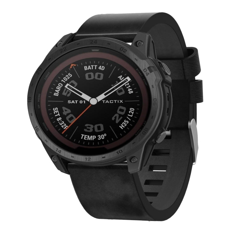 Bracelet de montre en cuir à boucle en acier de 26 mm, For Garmin Fenix 7X, For Garmin Fenix 7X Solar, For Garmin Tactix 7, For Garmin Tactix 7Pro, For Garmin Tactix Delta, For Garmin Enduro 2, For Garmin Fenix 6X, For Garmin Fenix 6X Pro              ...