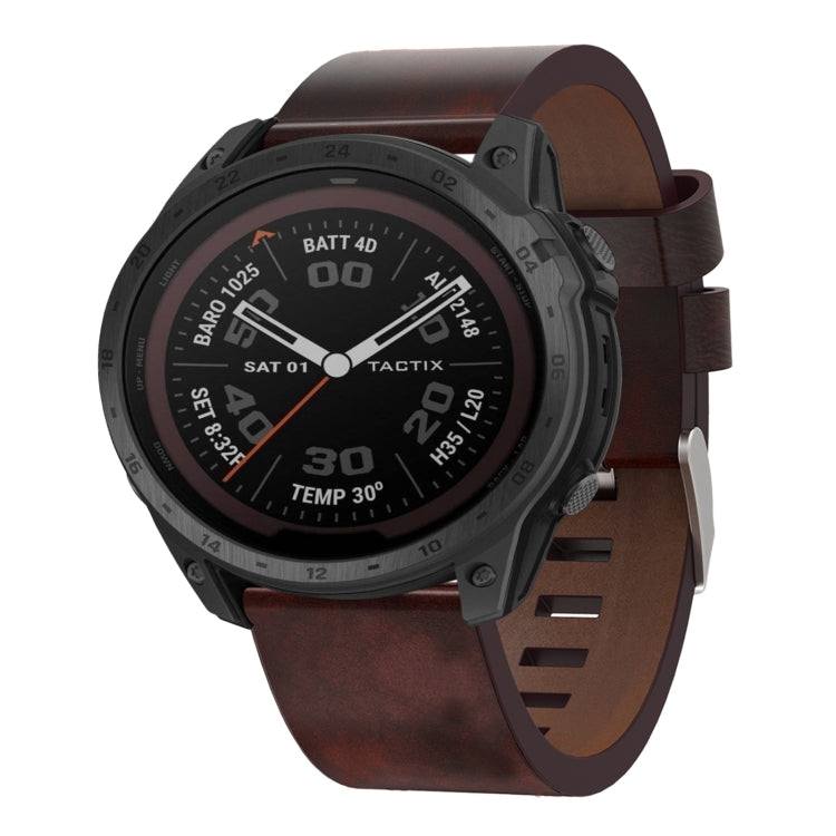 Bracelet de montre en cuir à boucle en acier de 26 mm, For Garmin Fenix 7X, For Garmin Fenix 7X Solar, For Garmin Tactix 7, For Garmin Tactix 7Pro, For Garmin Tactix Delta, For Garmin Enduro 2, For Garmin Fenix 6X, For Garmin Fenix 6X Pro              ...