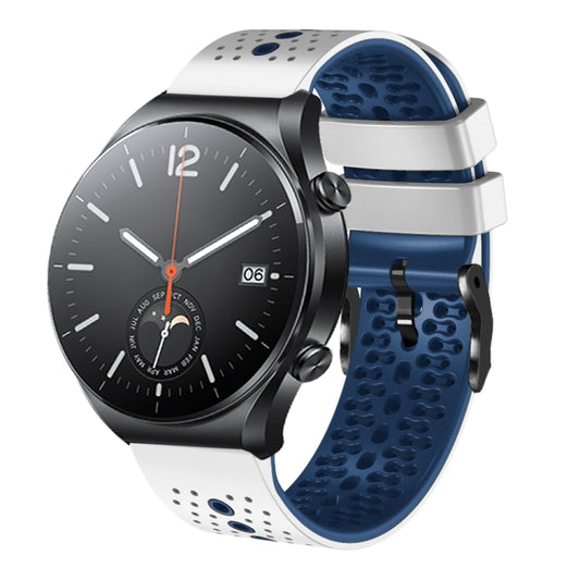 Bracelet de montre en silicone bicolore perforé 22 mm, For Xiaomi MI Watch S1, For Xiaomi MI Watch S1 Pro, For Xiaomi MI Watch S1 Active, For Xiaomi MI Watch Color 2, For Xiaomi MI Watch Color