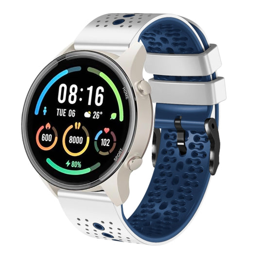 Bracelet de montre en silicone bicolore perforé 22 mm, For Xiaomi MI Watch Sport, For Xiaomi Haylou RT2 LS10, For Xiaomi Haylou RS4 LS12