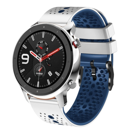 Bracelet de montre en silicone bicolore perforé 22 mm, For Amazfit GTR 4, For Amazfit GTR 4 Pro, For Amazfit GTR 3, For Amazfit GTR 3 Pro, For Amazfit GTR 2e