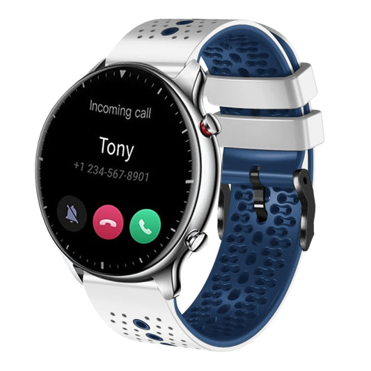 Bracelet de montre en silicone bicolore perforé 22 mm, For Amazfit GTR 2, For Amazfit 3, For Amazfit GTR 47mm