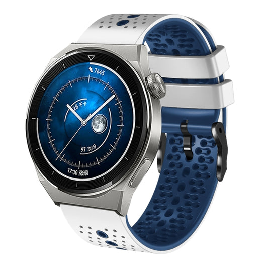Bracelet de montre en silicone bicolore perforé 22 mm, For Huawei Watch GT3 Pro 46mm, For Huawei Watch GT3 46mm, For Huawei Watch GT Runner, For Huawei Watch 3, For Huawei Watch 3 Pro