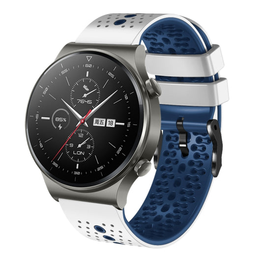 Bracelet de montre en silicone bicolore perforé 22 mm, For Huawei GT2 Pro, For Huawei Watch GT 2E, For Huawei GT2 46mm, For Honor Watch GS 3, For Honor Watch GS Pro
