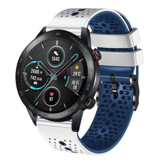 Bracelet de montre en silicone bicolore perforé 22 mm, For Honor Magic Watch 2 46mm, For Honor Watch Dream, For Huawei Watch 3 Pro New