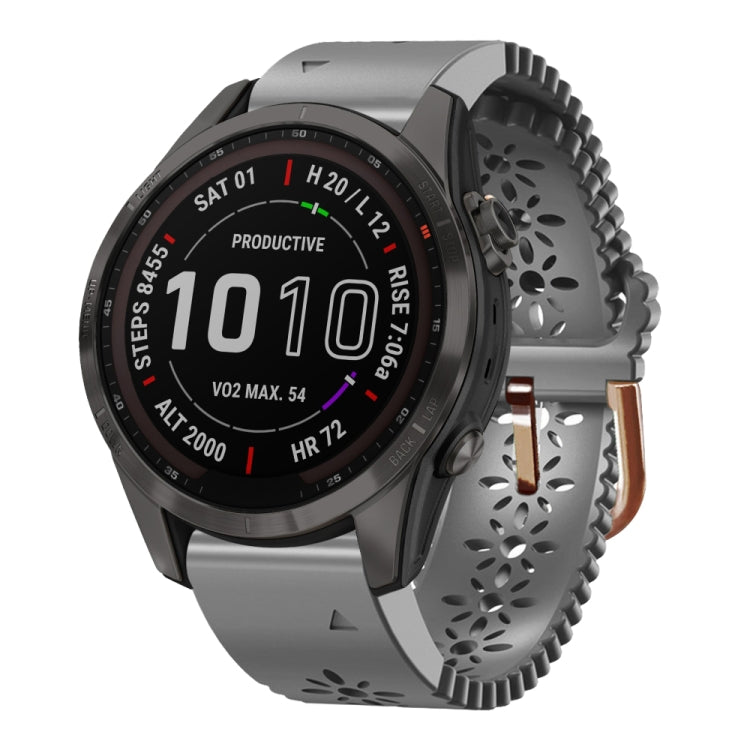 Bracelet de montre en silicone pour femme 20 mm avec poinçon dentelle, For Garmin Fenix 7S, For Garmin Fenix 7S Solar, For Garmin Fenix 7S Sapphire Solar, For Garmin Instinct 2S, For Garmin Fenix 6S, For Garmin Fenix 6S Pro, For Garmin Fenix 5S