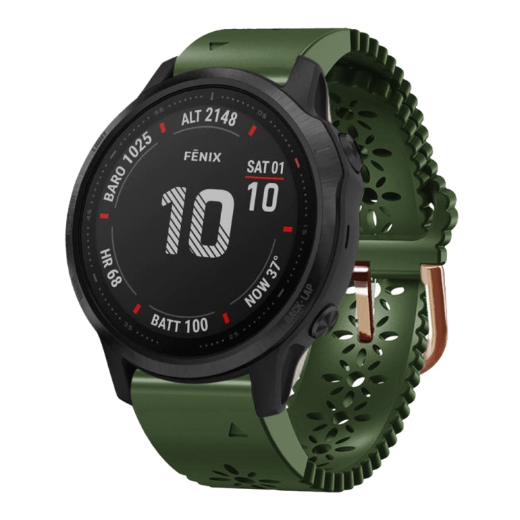Bracelet de montre en silicone pour femme 20 mm avec poinçon dentelle, For Garmin Fenix 7S, For Garmin Fenix 7S Solar, For Garmin Fenix 7S Sapphire Solar, For Garmin Instinct 2S, For Garmin Fenix 6S, For Garmin Fenix 6S Pro, For Garmin Fenix 5S