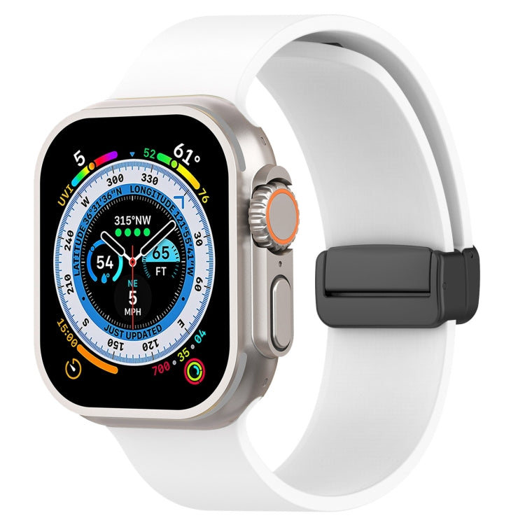 Bracelet de montre en silicone lisse à boucle noire magnétique, For Apple Watch Ultra 49mm, For Apple Watch Series 8&7 45mm, For Apple Watch Series 8&7 41mm