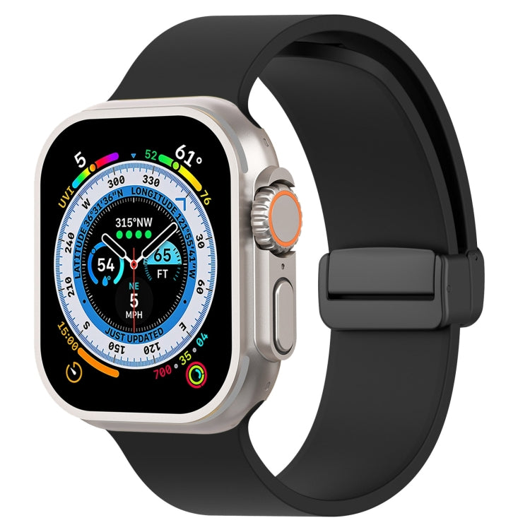 Bracelet de montre en silicone lisse à boucle noire magnétique, For Apple Watch Ultra 49mm, For Apple Watch Series 8&7 45mm, For Apple Watch Series 8&7 41mm