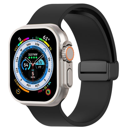 Bracelet de montre en silicone lisse à boucle noire magnétique, For Apple Watch Ultra 49mm, For Apple Watch Series 8&7 45mm, For Apple Watch Series 8&7 41mm