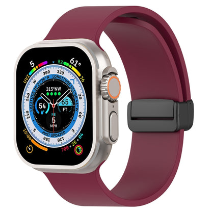 Bracelet de montre en silicone lisse à boucle noire magnétique, For Apple Watch Ultra 49mm, For Apple Watch Series 8&7 45mm, For Apple Watch Series 8&7 41mm