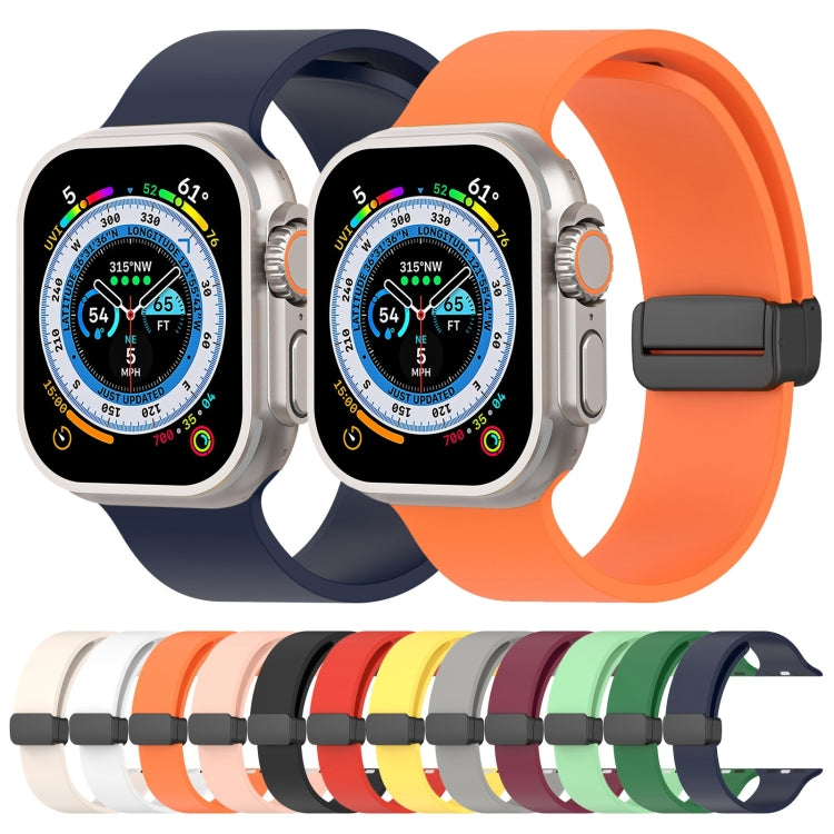 Bracelet de montre en silicone lisse à boucle noire magnétique, For Apple Watch Ultra 49mm, For Apple Watch Series 8&7 45mm, For Apple Watch Series 8&7 41mm