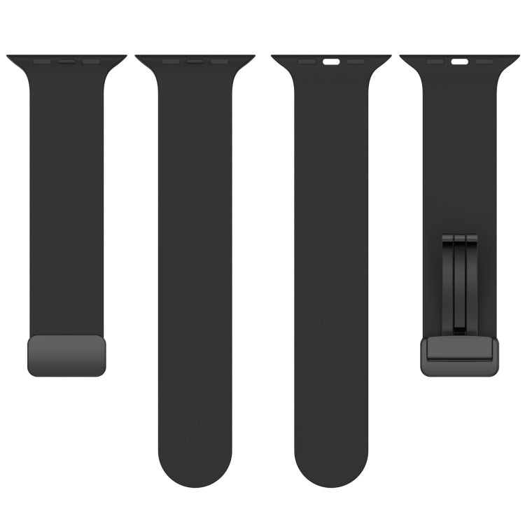Bracelet de montre en silicone lisse à boucle noire magnétique, For Apple Watch Ultra 49mm, For Apple Watch Series 8&7 45mm, For Apple Watch Series 8&7 41mm