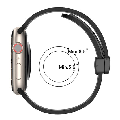 Bracelet de montre en silicone lisse à boucle noire magnétique, For Apple Watch Ultra 49mm, For Apple Watch Series 8&7 45mm, For Apple Watch Series 8&7 41mm