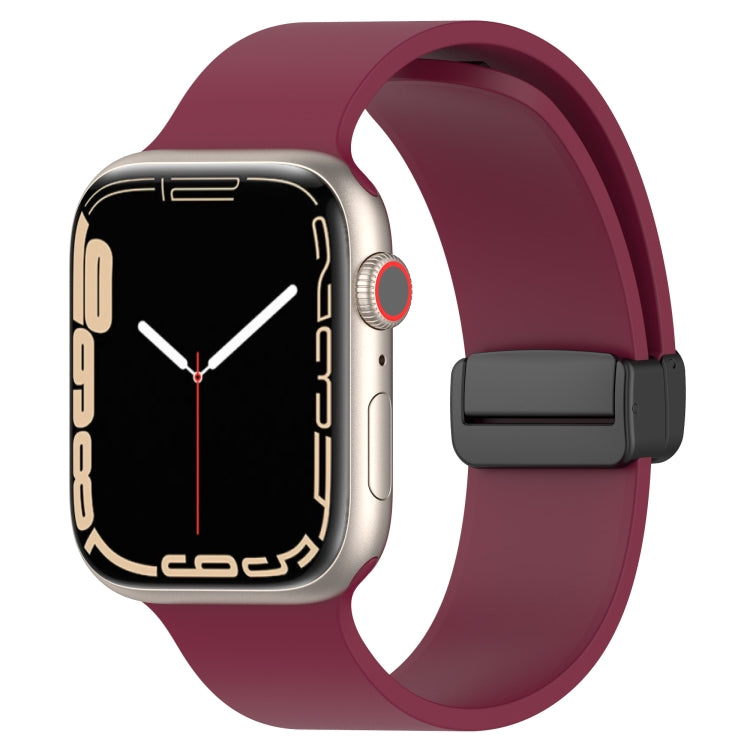 Bracelet de montre en silicone lisse à boucle noire magnétique, For Apple Watch Ultra 49mm, For Apple Watch Series 8&7 45mm, For Apple Watch Series 8&7 41mm