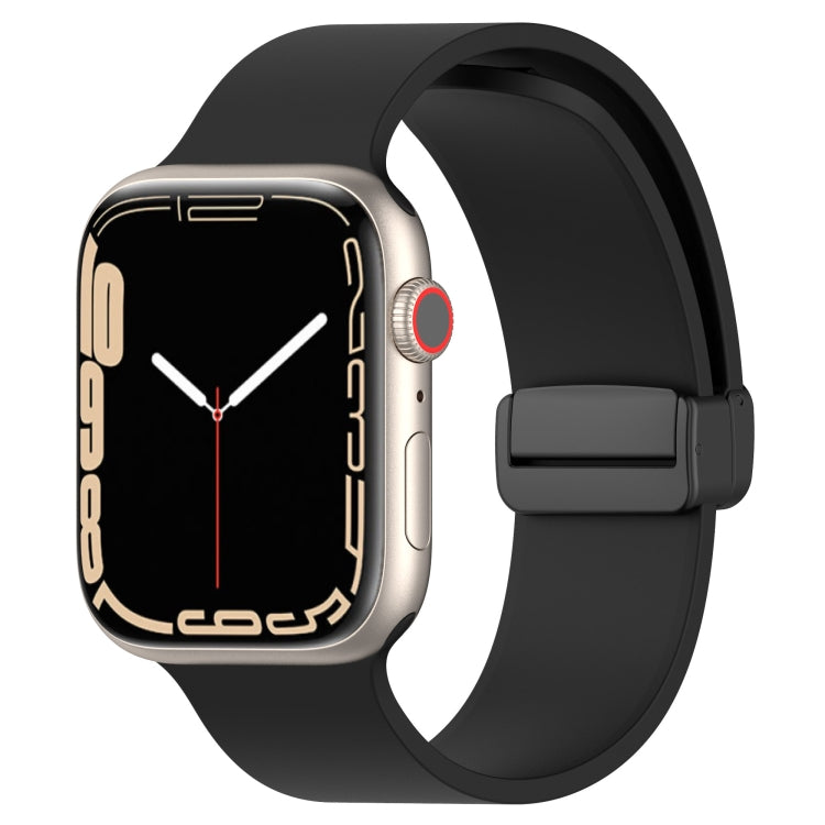 Bracelet de montre en silicone lisse à boucle noire magnétique, For Apple Watch Ultra 49mm, For Apple Watch Series 8&7 45mm, For Apple Watch Series 8&7 41mm