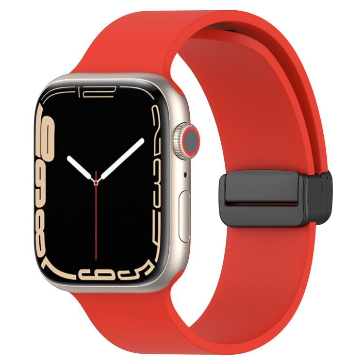 Bracelet de montre en silicone lisse à boucle noire magnétique, For Apple Watch Ultra 49mm, For Apple Watch Series 8&7 45mm, For Apple Watch Series 8&7 41mm