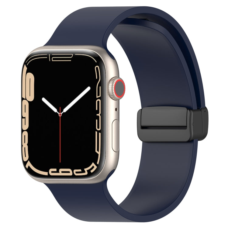 Bracelet de montre en silicone lisse à boucle noire magnétique, For Apple Watch Ultra 49mm, For Apple Watch Series 8&7 45mm, For Apple Watch Series 8&7 41mm