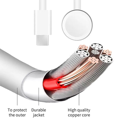 Câble de chargement rapide magnétique USB-C/Type-C de 1 m, pour montre Apple Series Ultra/8/7/6/SE/SE2/5/4/3/2, DS-XB012