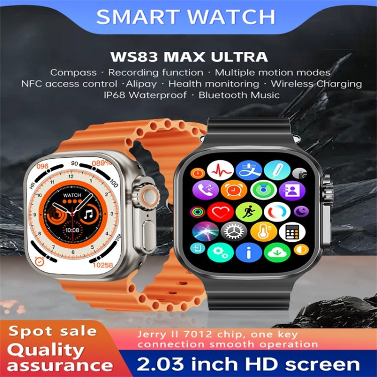 WS83 MAX ULTRA Montre intelligente à écran couleur de 2,03 pouces, prend en charge la surveillance de la fréquence cardiaque / la surveillance de la pression artérielle