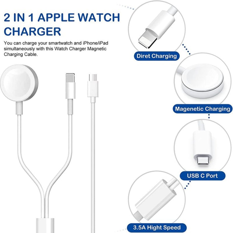 Pour Apple Watch Series et iPhone 2 en 1 Câble de chargement magnétique USB 1,2 m, DS-XB015