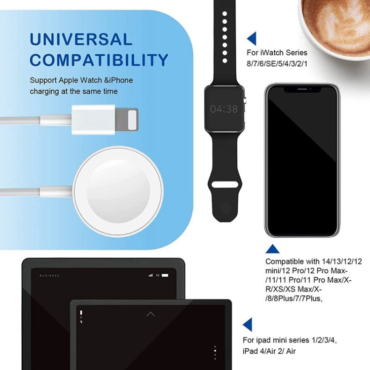 Pour Apple Watch Series et iPhone 2 en 1 Câble de chargement magnétique USB 1,2 m, DS-XB015