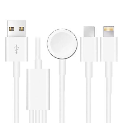 Pour Apple Watch Series, iPhone et téléphone avec port Type-C, câble de chargement magnétique USB 3 en 1, 4 pieds/1,2 m, DS-XB017